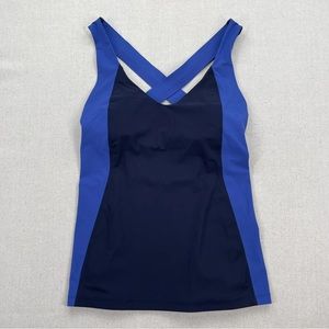 Lululemon Long Breath 2-In-1 Tank Midnight Navy/ Moroccan Blue Size 8